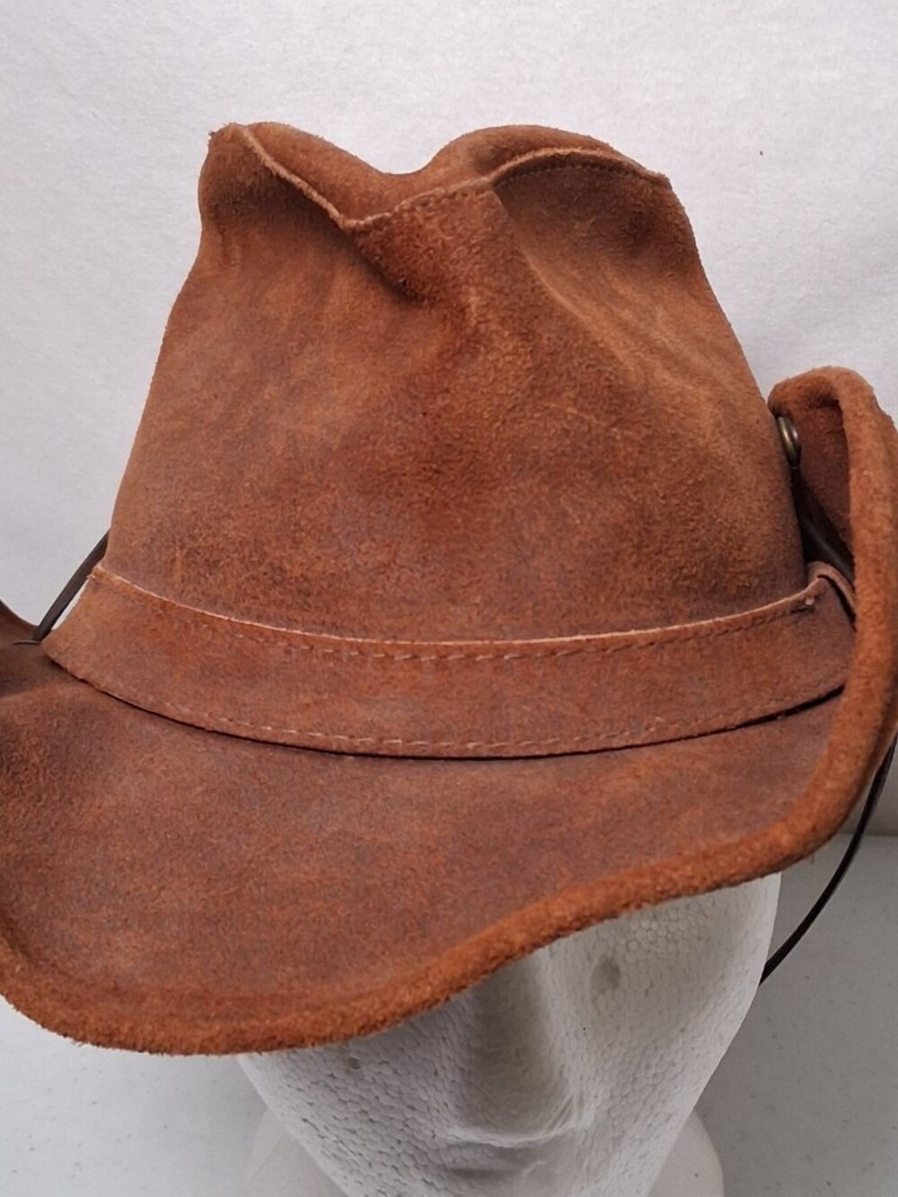 Minnetonka The Aussie Hat Small Brown Leather Outback Snap Boho Western Ranch - Picture 4 of 16